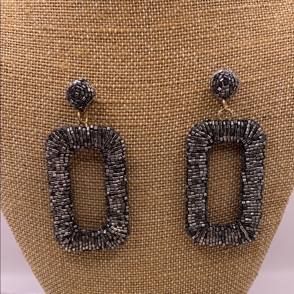 Panacea Beaded Rectangle Drop Earrings